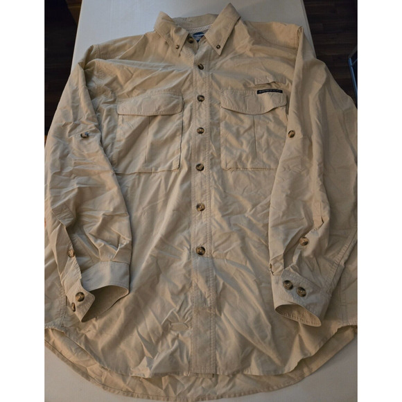 ExOfficio Shirt Insect Shield Mens Large Khaki Check Long Sleeve Button Down - Picture 1 of 9